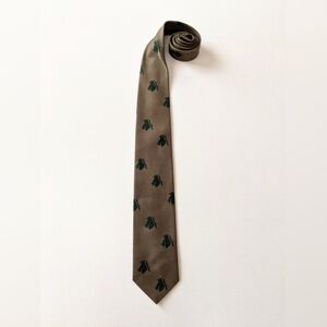 Vintage 70s slate grey royal knight and shield emblem men's necktie